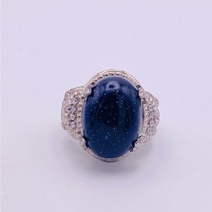 Blue Goldstone, 925 Sterling Silver, Size 5.75
